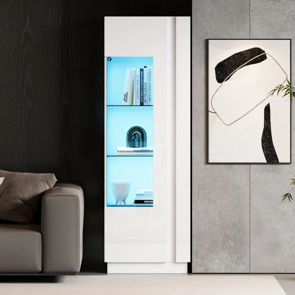 Vitrine pour collectionneur blanche 60 cm avec éclairage LED intégré