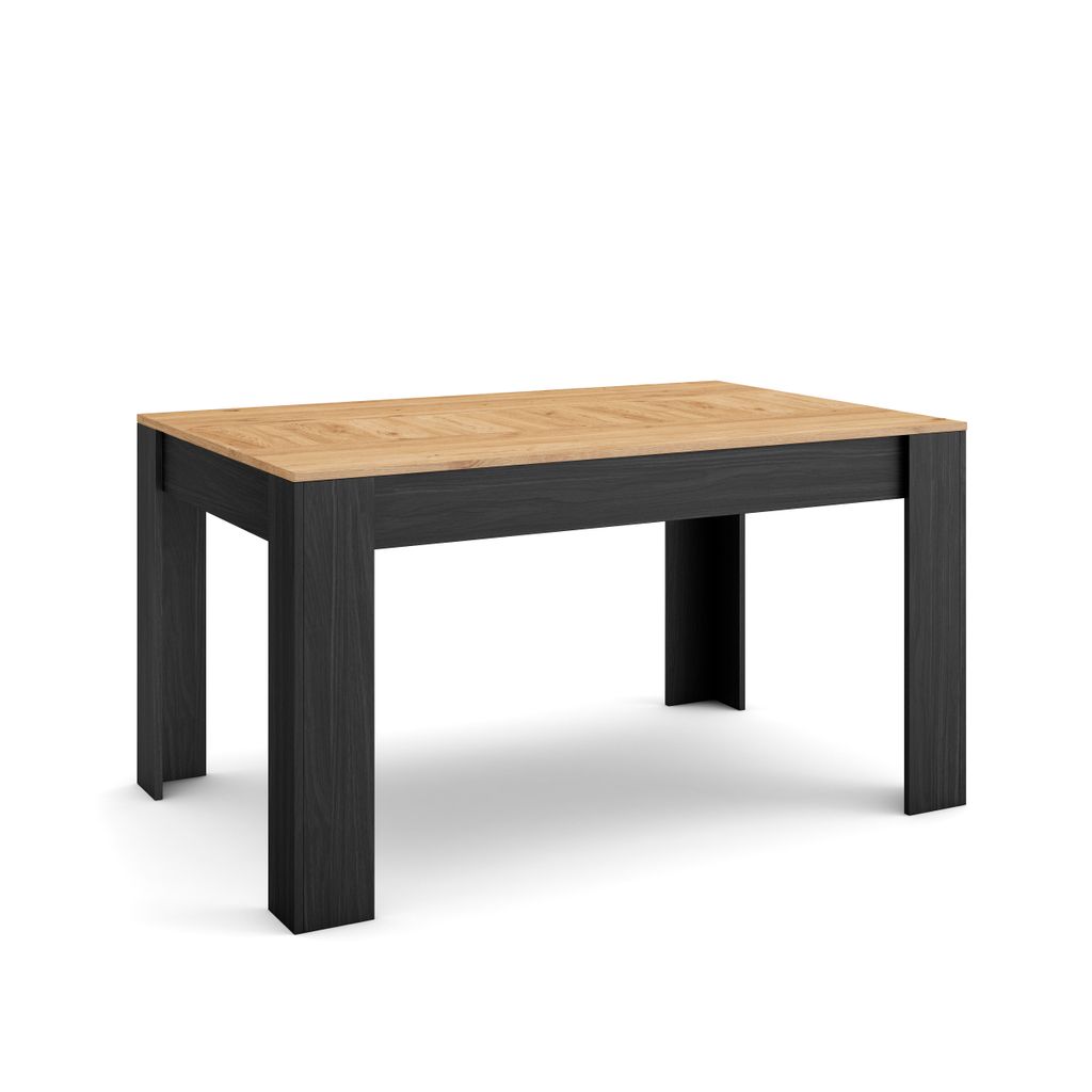 Esszimmertisch, 140x90x76 cm, Für 6 Gäste, Stubentisch, Eiche Schwarz