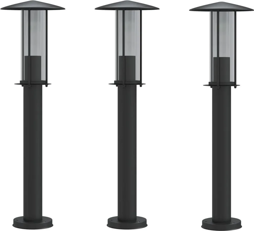 Lampes d'allée inox 60 cm noir - Fini les zones sombres dans le jardin