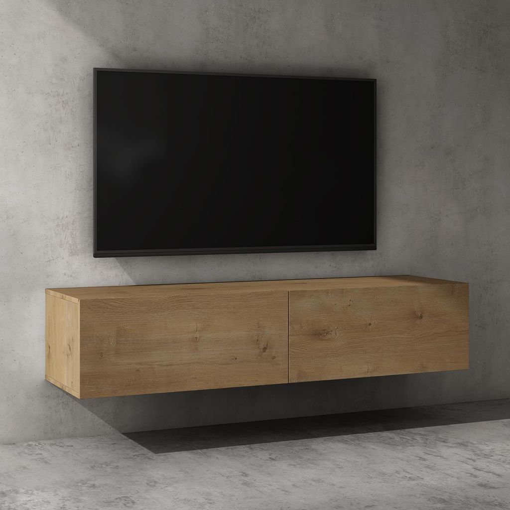 doporro TV Lowboard hängend Fernsehschrank Wohnzimmer | TV-Schrank hängend Fernsehtisch Hängeschrank 140cm Fernsehschrank02