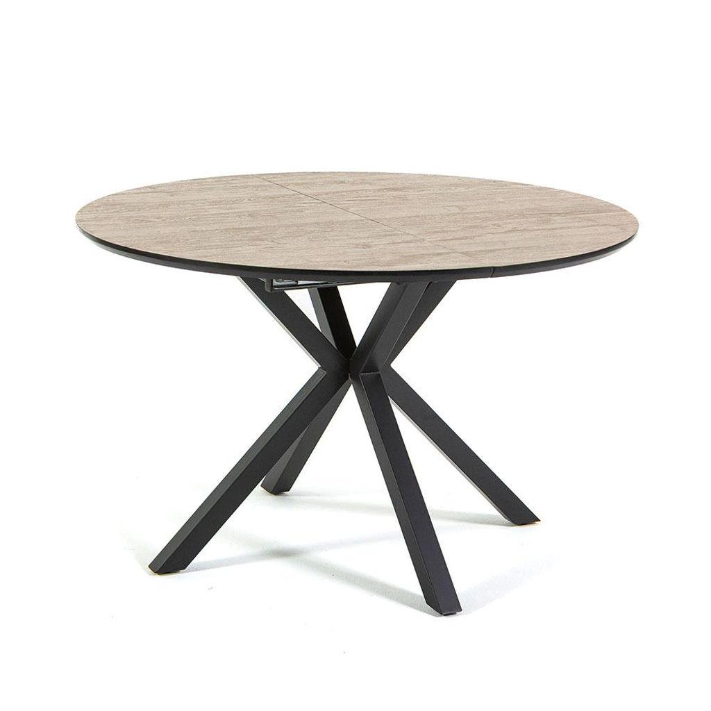 Ausziehbarer runder Tisch von Ø120 cm auf 160 cm – modernes und elegantes Design mit Metallkreuzgestell, stabil und raffiniert für Küche, Essz...