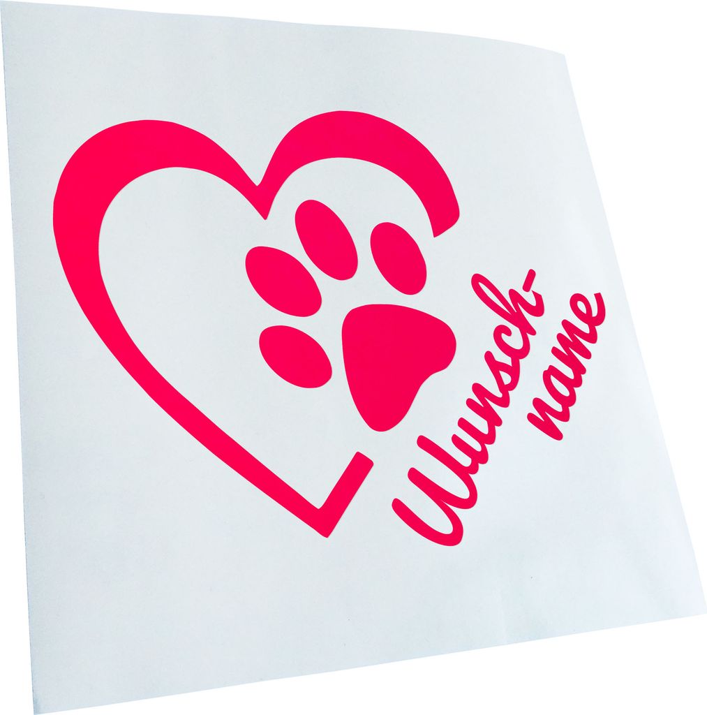 Kiwistar - Autoaufkleber - Herz für Tiere Wunschname Heckscheibe - Aufkleber für Auto Kfz Fahrrad, LKW, Truck Mofa