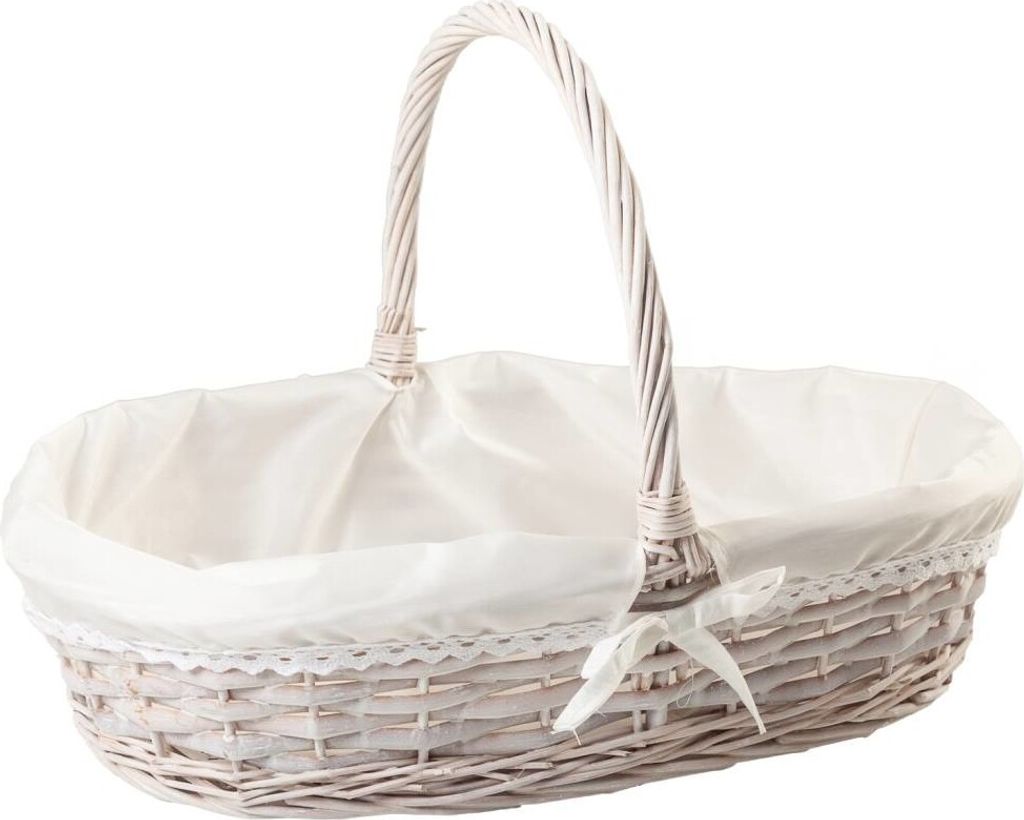 WANDERLUST DECO Gefütterter, weiß lackierterKorb 50x33x30h Produktbild 1