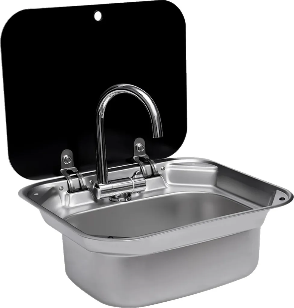 Lavabo robuste noir et argenté en alliage durable haute qualité