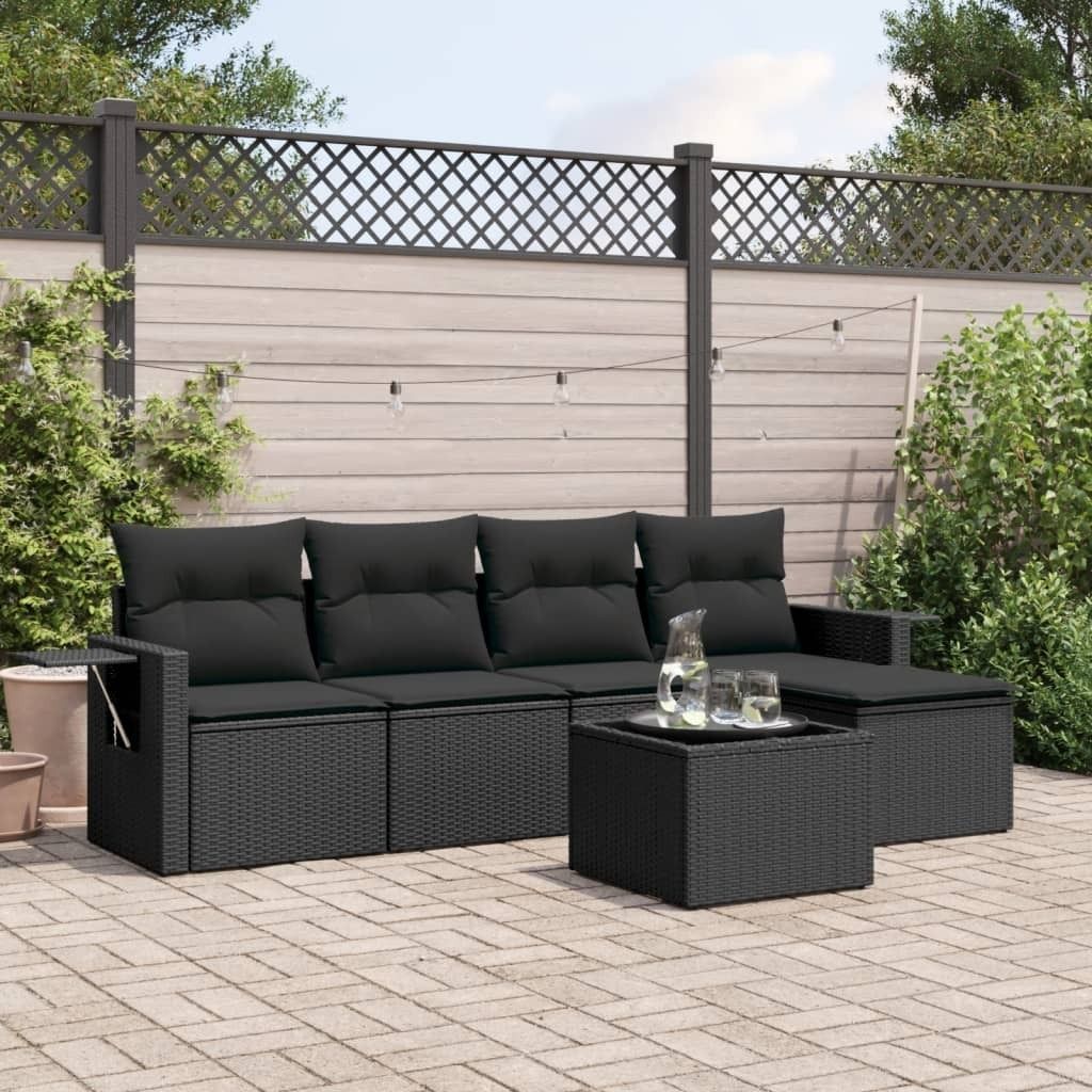 Maison Exclusive - 6-tlg. Garten-Sofagarnitur mit Kissen Schwarz Poly Rattan