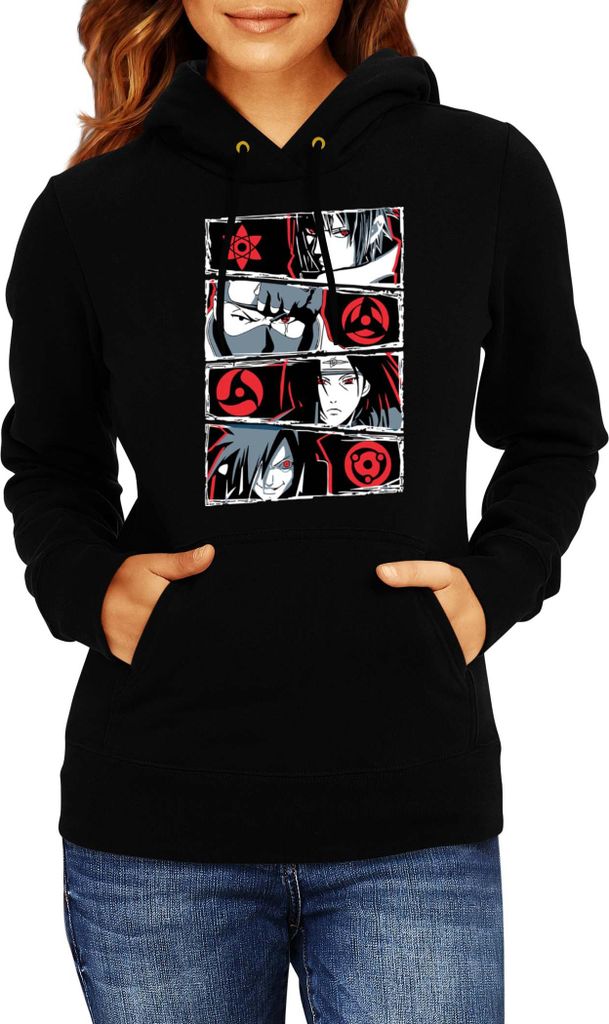 Damen Kapuzenpullover Naruto Sharingan Users, Lady XL / Schwarz