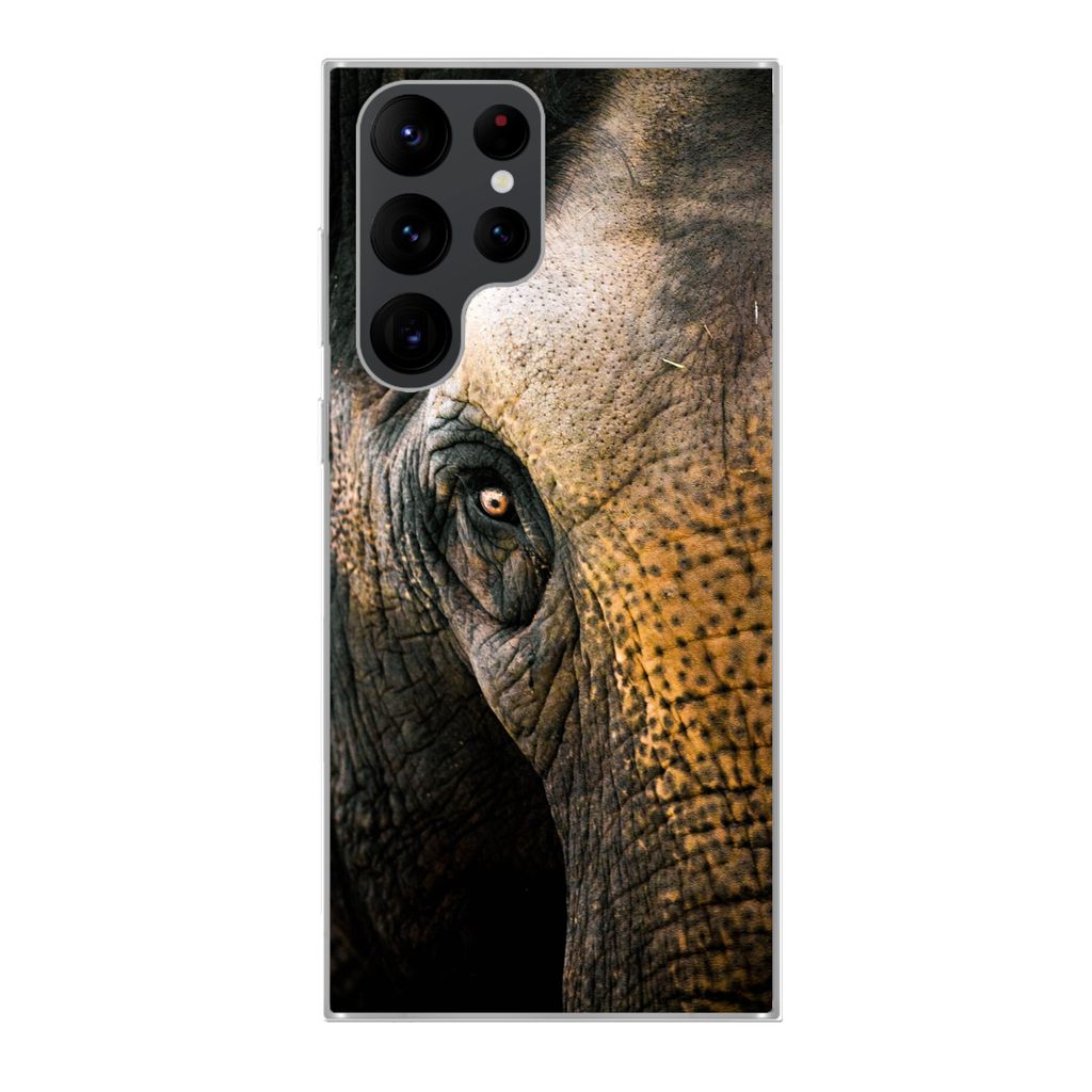 MuchoWow Handyhülle Schutzhülle Hülle für Samsung Galaxy S22 Ultra Elefant - Nahaufnahme - Tiere - Natur Silikon Softcase Handy Hülle - Abbi...