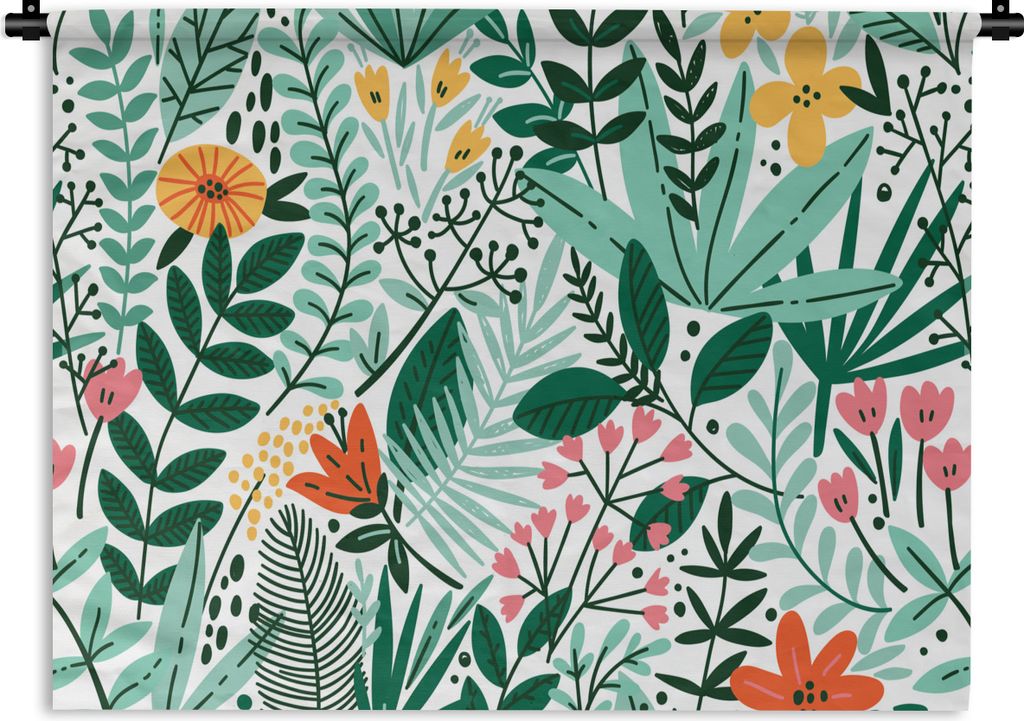 MuchoWow Wandteppich Wandbehang Sommer - Flora - Weiß 60x45 cm Tapisserie Dekoration Wandtuch - Das Schlafzimmer