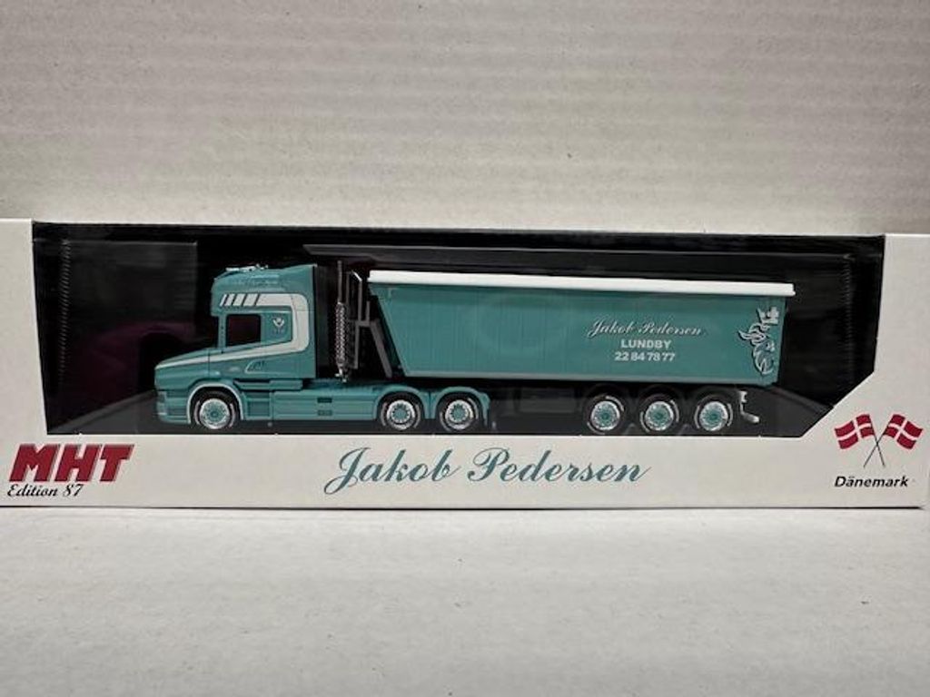 Herpa LKW Scania Hauber Aerop. Kempf Kippsattelzug Jacob Pedersen 959803