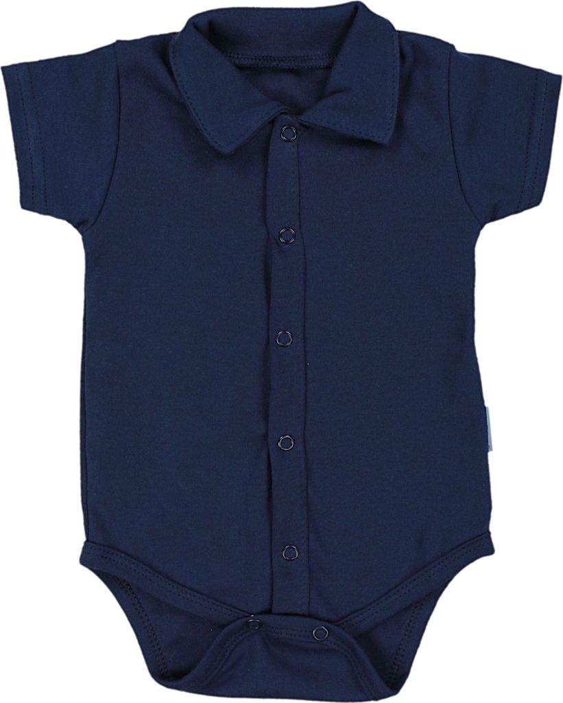 TupTam Baby Jungen Langarm oder Kurzarm Body mit Kragen e Materialen , Farbe: Kurzarm Dunkelblau, Größe: 74