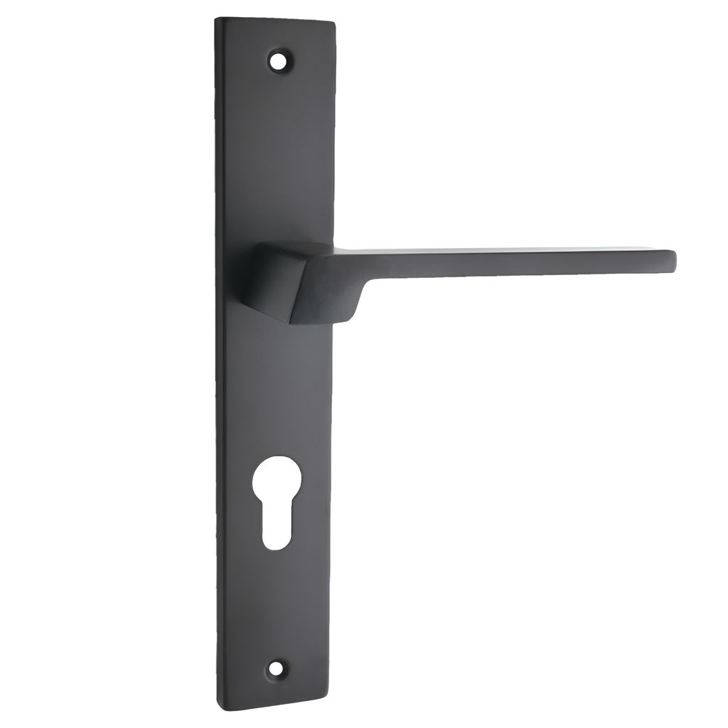 Domino Türgriff 72 PZ Drückergarnitur für Zimmertür, Bürotür, Kellertür, Innentür, L-Form, Aluminium Schwarz CANTORO BLACK