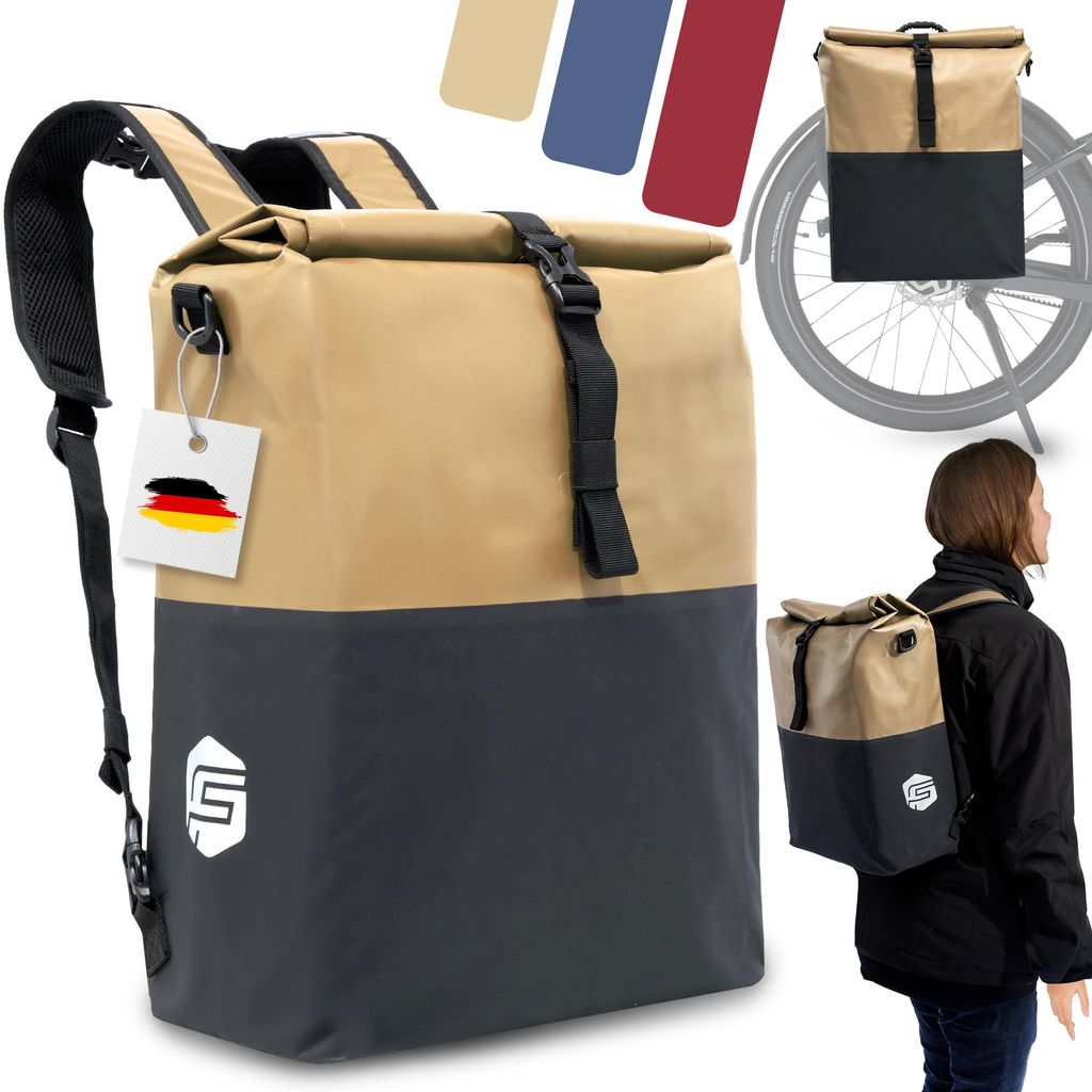 3in1 Urban Adventure Fahrradtasche - Gepäckträgertasche mit Rucksackfunktion
