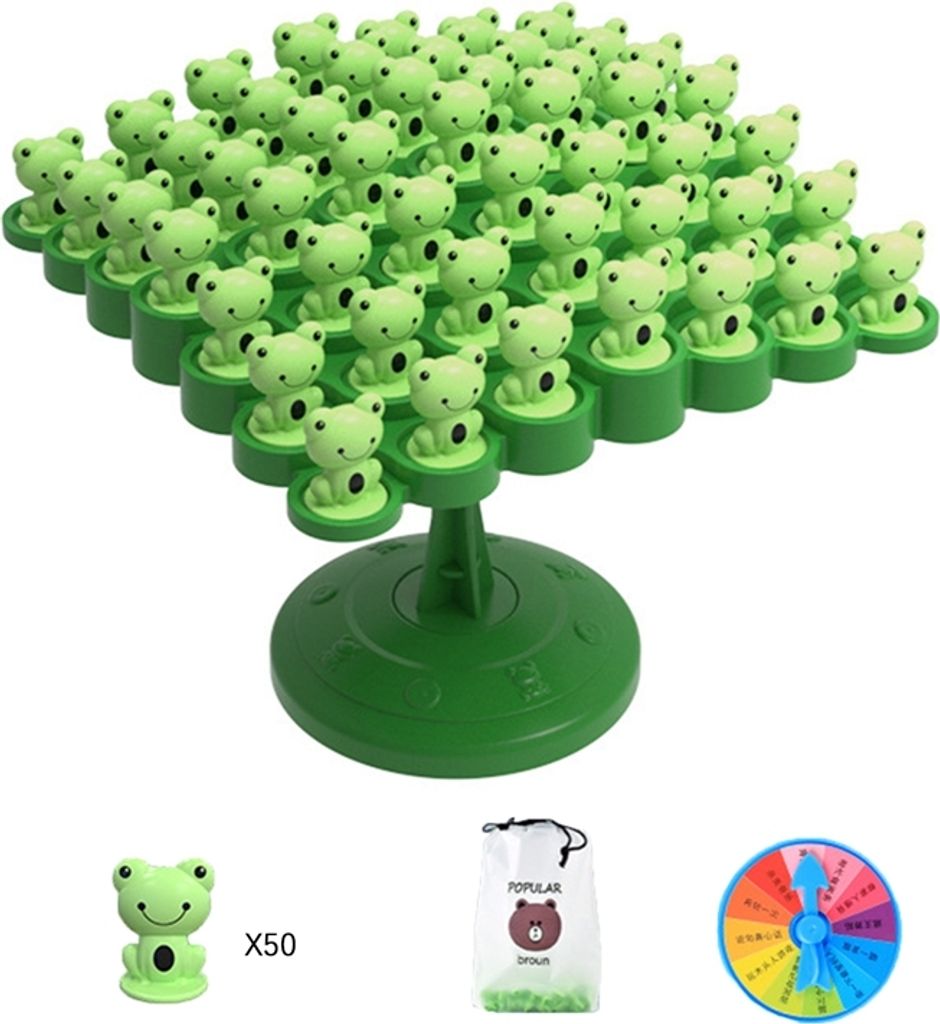 Frosch Balance Spiel, 50 Frösche, Frosch Balance Spielzeug Set für Kinder, Frosch Balance Zählspielzeugwaage, Montessori Mathe Waage Spielzeug, mit Drehscheibe, Aufbewahrungstasche