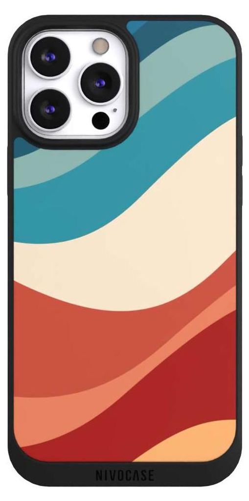 NIVOCASE Handyhülle für Apple iPhone 13 Pro Max Hülle NIVOpure Case Schwarz Farbe Farbverlauf Welle
