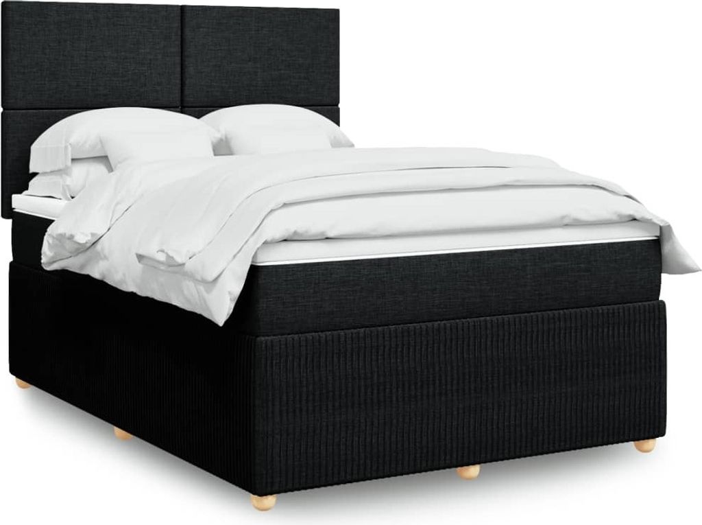 "2026 Promotion" Boxspringbett mit Matratze - Schwarz - 140x190 cm - Stoff - Polsterbett CC15696