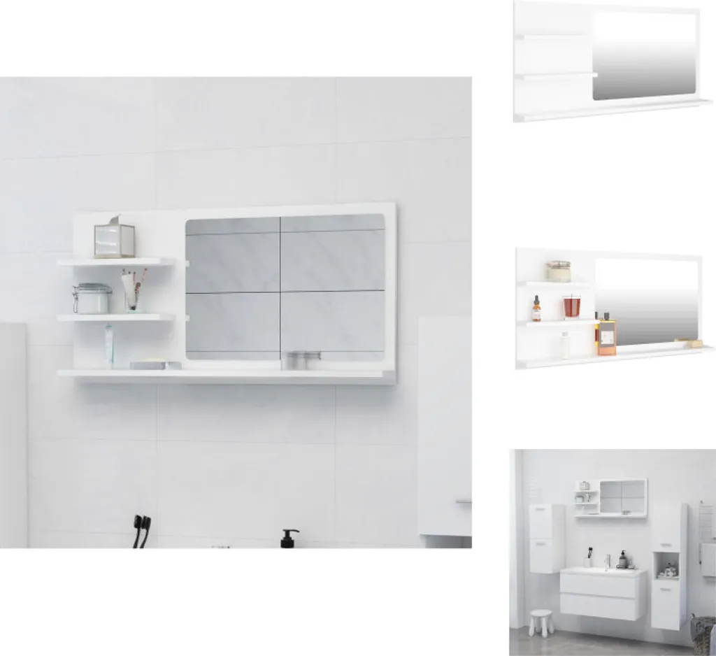 vidaXL Specchio da bagno bianco 90x10,5x45 cm in legno - Mobili da bagno