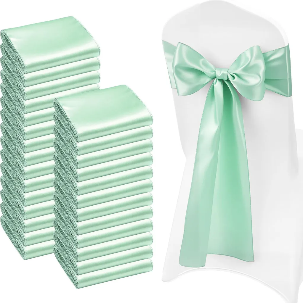 Décoration Chaise Mariage : 100 Nœuds Satin Vert pour Fêtes et Gala