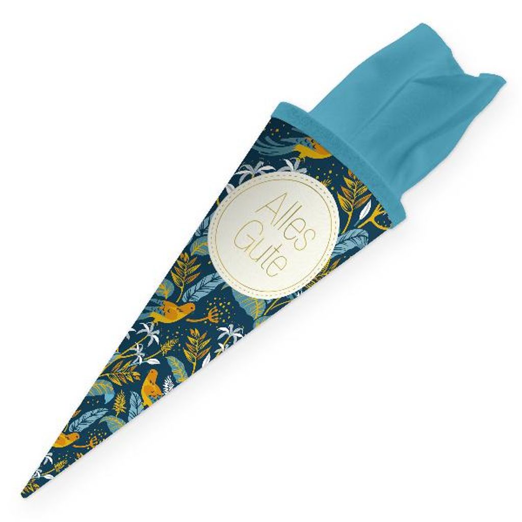 itenga Geschwister Schultüte 35 cm "Vögel" mit Aufkleber "Alles Gute"