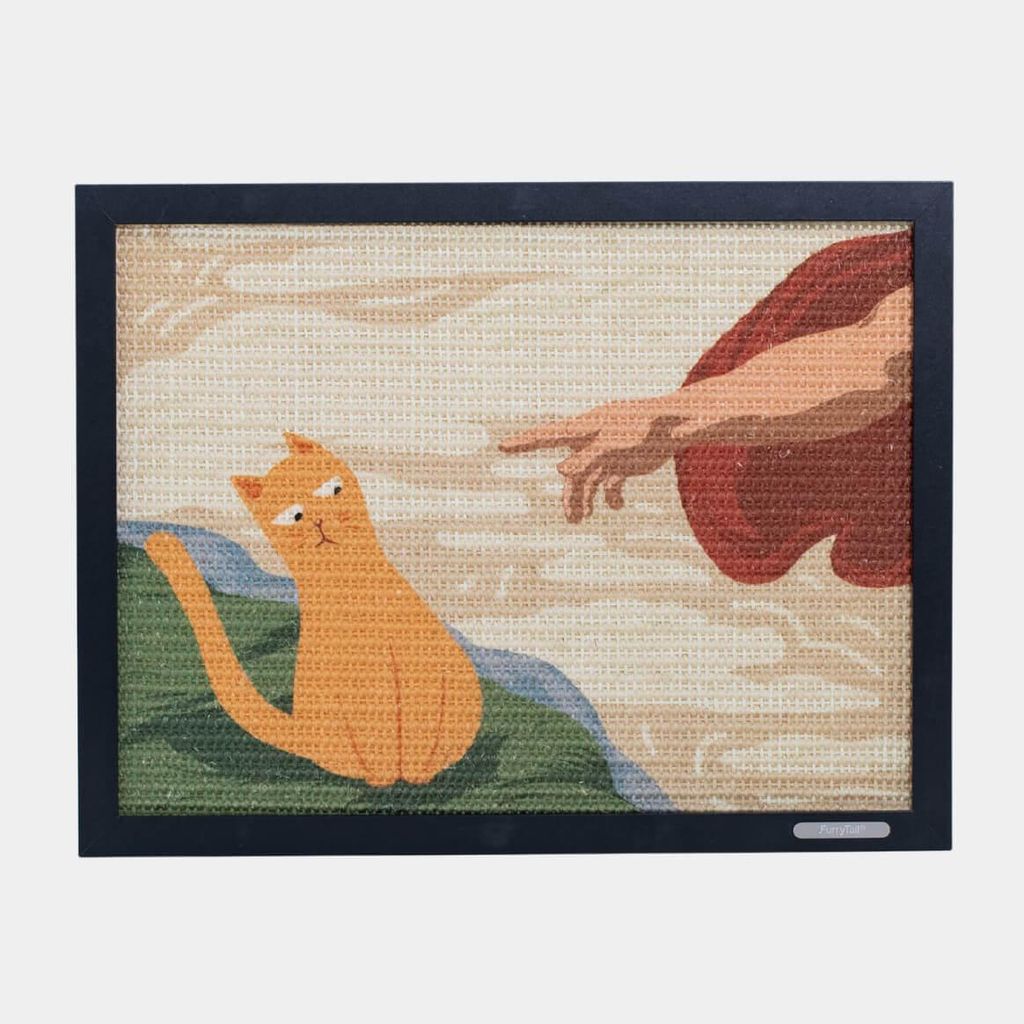 Katzen Kratzbrett zum Aufhängen mit Katzenminze – Großes Sisal-Wandbild als stylisches Katzenkratzmöbel fürs Wohnzimmer – Krallenpflege & M...