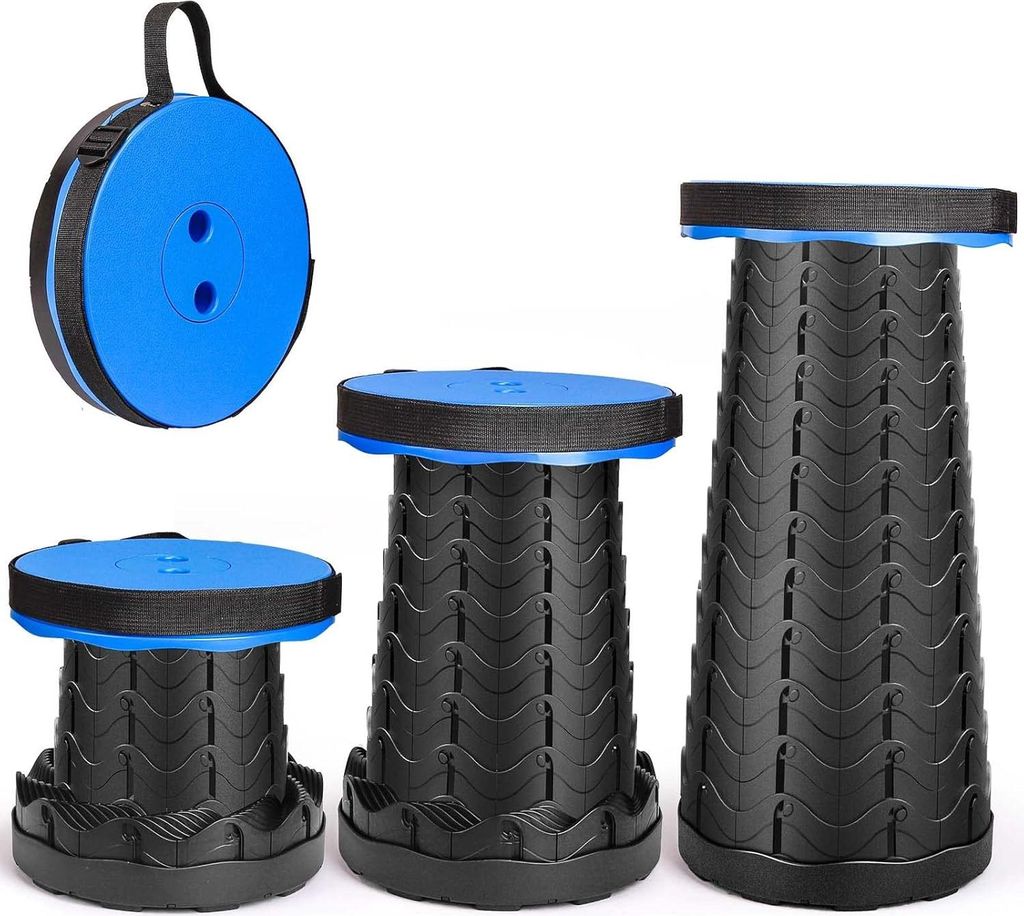 Klapkruk Zweite Generation - Tragbar, Mini-Teleskop, Leichtgewicht - Camping, Wandern, Angeln - Höhenverstellbar - Belastung 180 kg - Blau