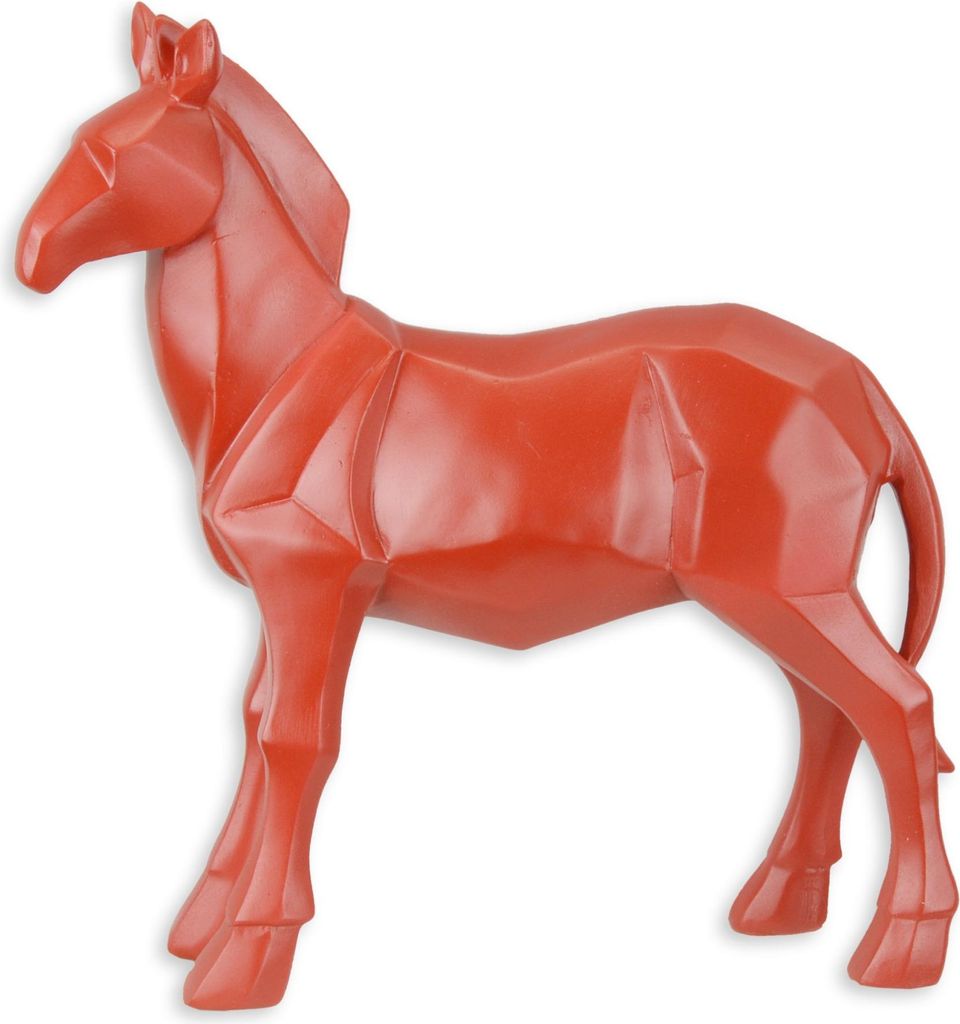 Eine polygonale Figur aus Kunstharz Pferd rot Replikat Retro Design Dekoration