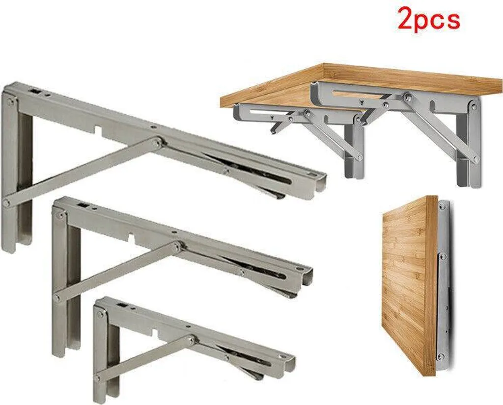 Set 2 Staffe Pieghevoli AIORBER 300mm | Inox Argento | Portata 150kg