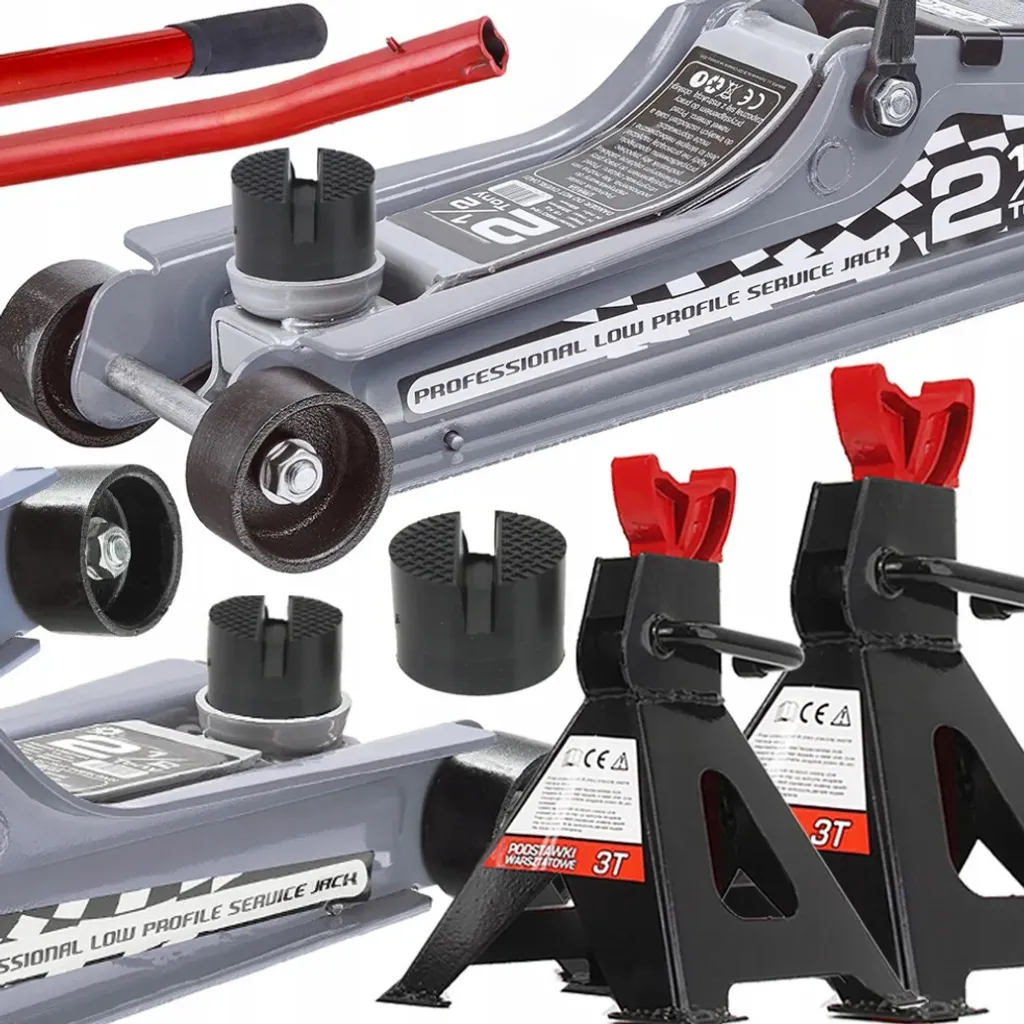 Cric Idraulico 2,5 Tonnellate con Cavalletti Auto - Kit Garage Completo