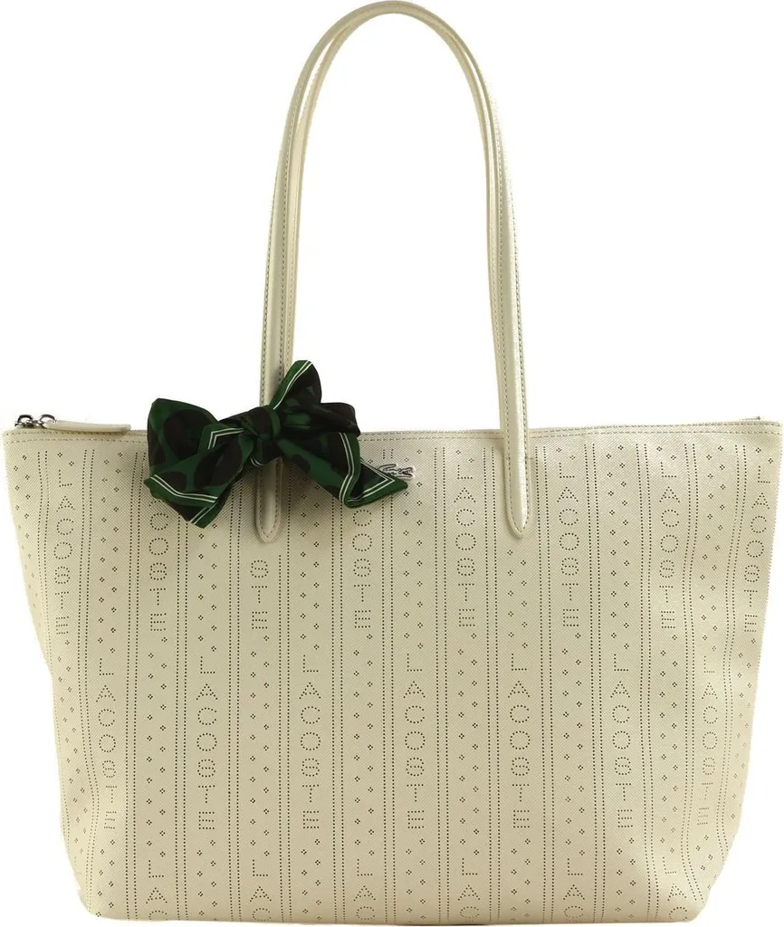 Sac Lacoste Punch Wording Laponie écru avec finitions perforées chic