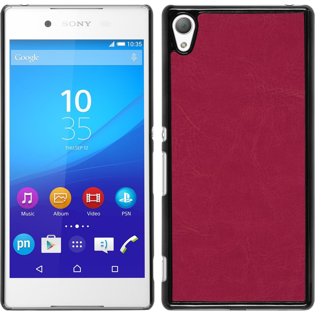 PhoneNatic Case kompatibel mit Sony Xperia Z3+ / Plus - Hülle pink Lederoptik Hard-case + 2 Schutzfolien