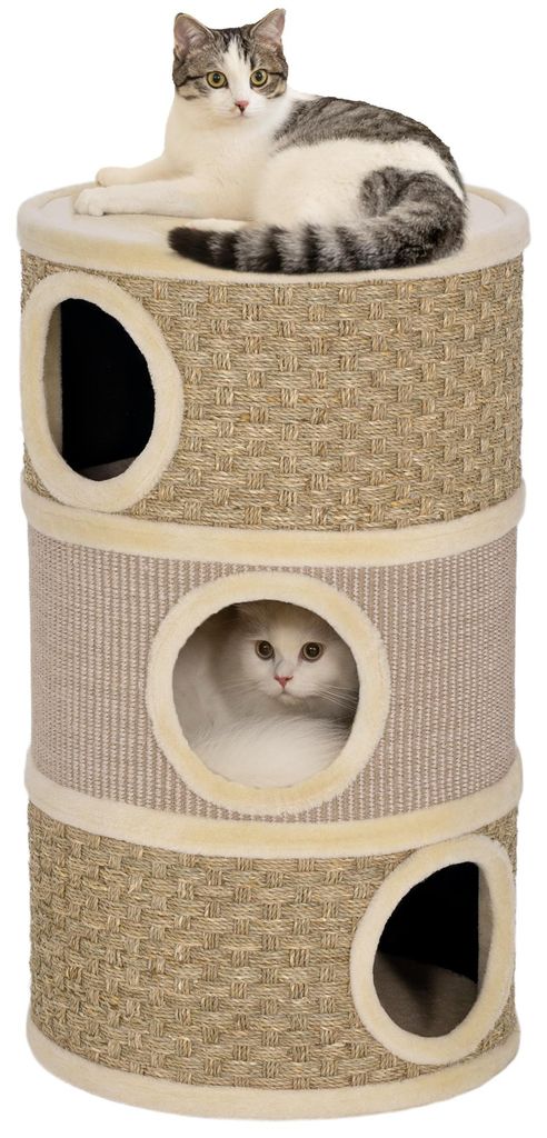 PawHut Kratztonne, Höhe 79 cm für Katzen Katzenbaum Kletterbaum Sisal Plüsch