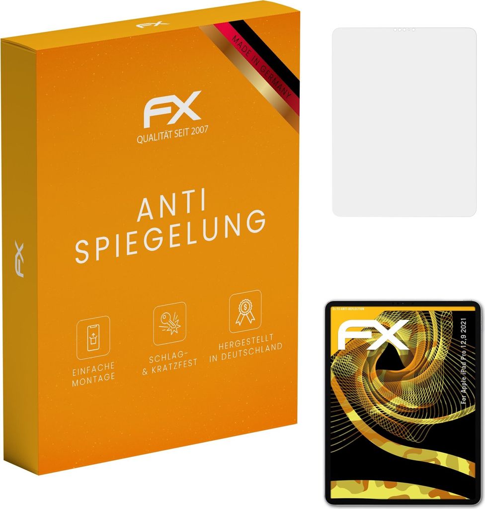 atFoliX FX-Antireflex 2x Schutzfolie kompatibel mit Apple iPad Pro 12,9 (2021) Displayfolie