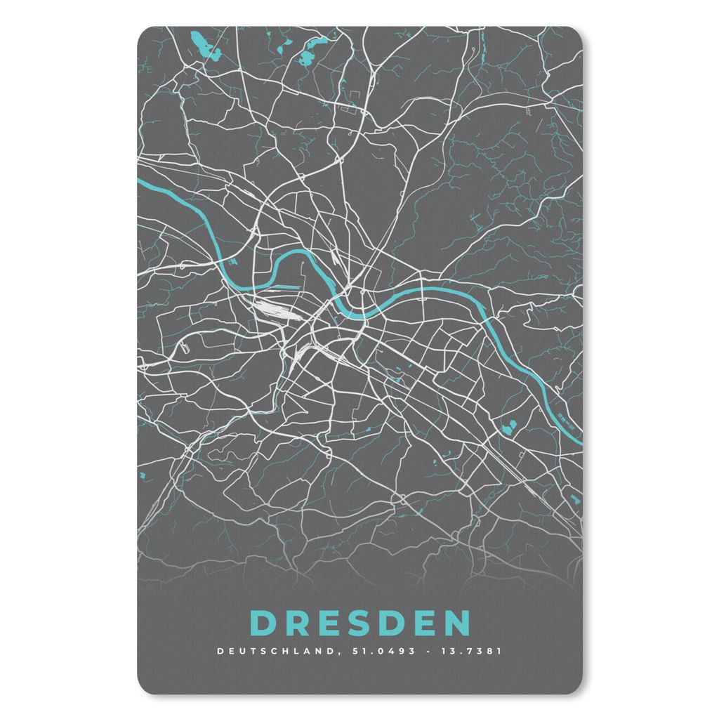 MuchoWow Mauspad Mousepad Blau - Deutschland - Karte - Stadtplan - Dresden 18x27 cm - Mousepads - Maus Mat - Pad - Mausunterlage