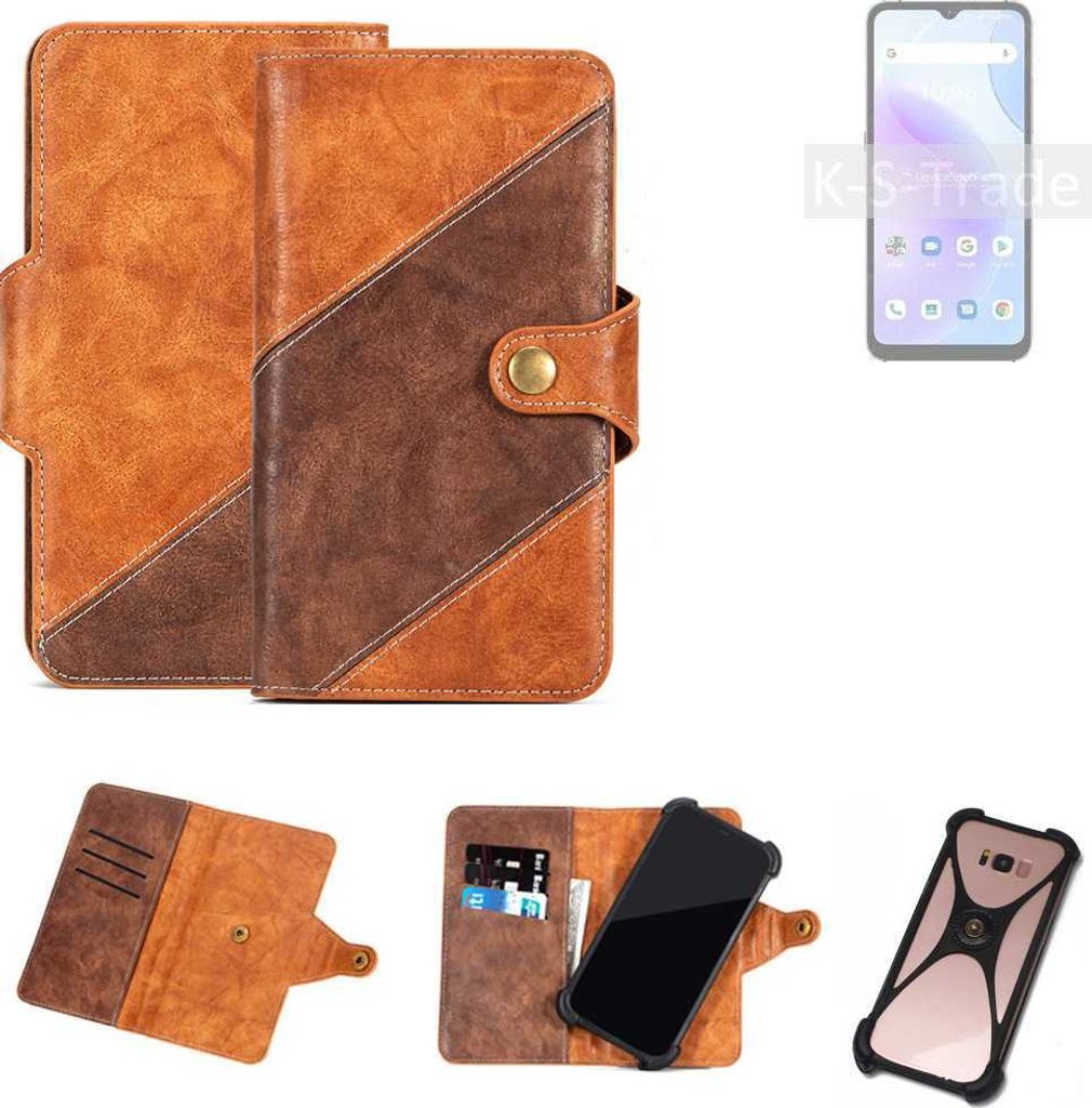 K-S-Trade Handyhülle Schutzhülle Bookstyle Case Wallet-Case kompatibel mit UMIDIGI A11s Cover Klapphülle Kantenschutz Smartphone dunkelbraun braun
