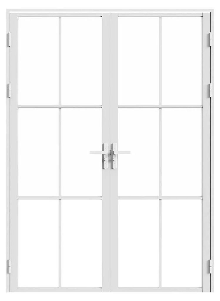 Reversibler Doppelflügel-Türblock aus Aluminium und Sicherheitsglas – 2 x H204 x B93 cm – Weiß – SEROTO