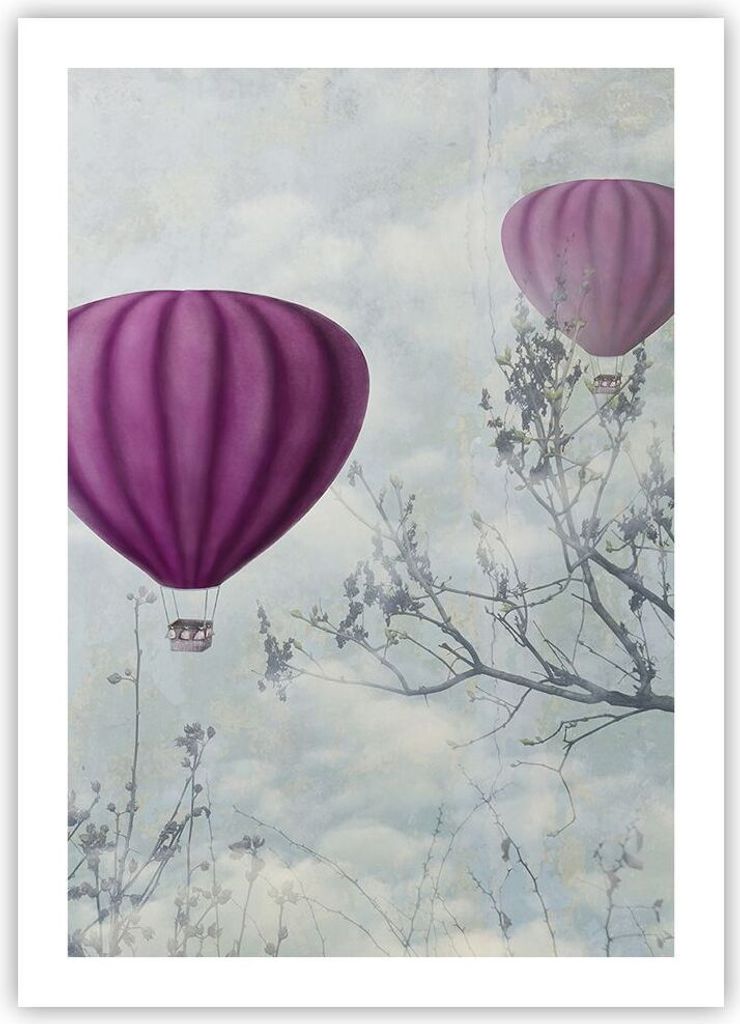 Poster - Poster ohne Rahmen - Ballon Baum Flug - 50x70 cm - Wand Bild - Wanddeko - Wandbilder - Kunstposter - Wandposter - Bilder - Kunstdruck - Wa...