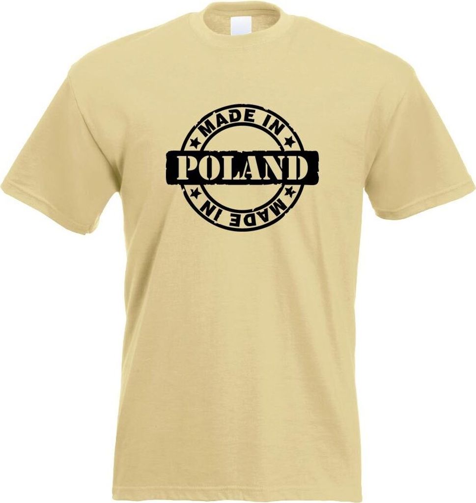 Kiwistar - T-Shirt - Khaki - Poland Motiv Bedruckt Funshirt Design Print - mit Motiv Bedruckt - Funshirt Design - Sport - Freizeit - Herren - M