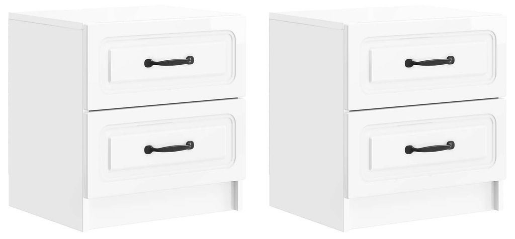 Nachttisch 2 pcs Hochglanz Weiß 43 x 34,5 x 44,5 cm