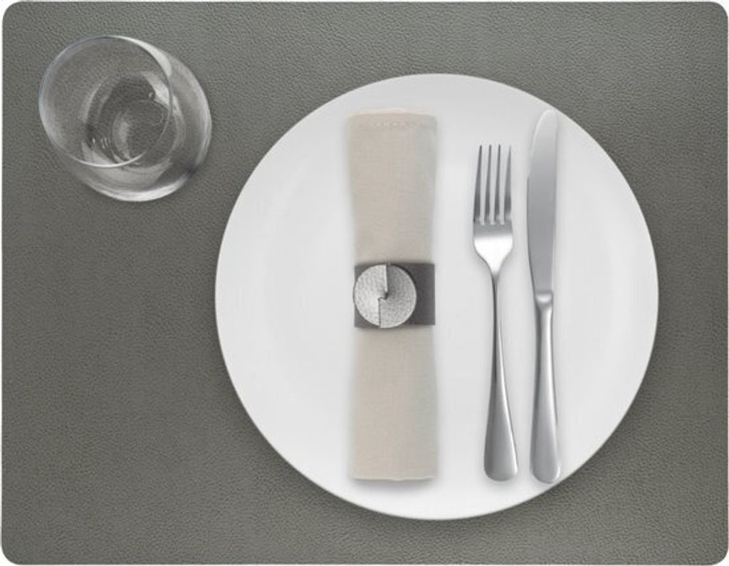 Tischset Skinnatur Silber - Platzdeckchen - Platzset - Rechteckig - Recyceltes Leder - Grau - 45x35cm - 1 Stück