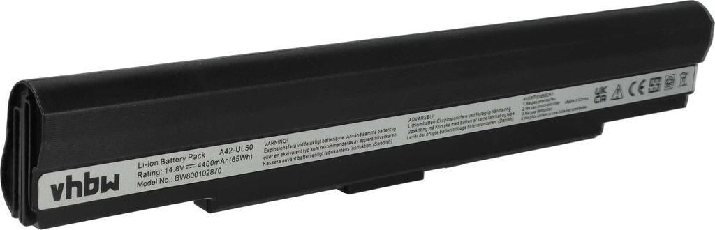 vhbw Akku Ersatz für Asus A42-UL50, A42-UL30, A42-UL80, A31-UL30 für Notebook (4400 mAh, 14,8 V, Li-Ion)