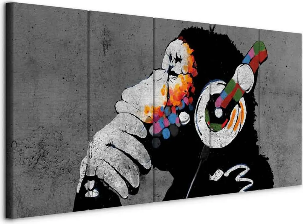 Quadro su Tela Musica e Graffiti - Hot Rhythms 5 Parti 100x40 cm