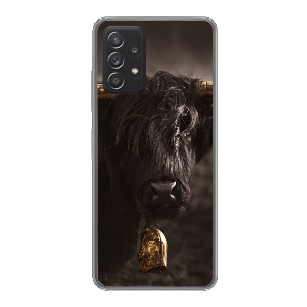 MuchoWow Handyhülle Schutzhülle Hülle für Samsung Galaxy A53 5G Schottischer Highlander - Fell - Schwarz Silikon Softcase Handy Hülle - Schu...