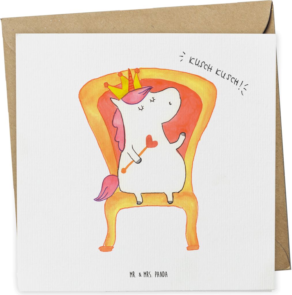 Mr. & Mrs. Panda Klappkarte Einhorn Prinzessin - Weiß - Geschenk, Monat, Glückwunschkarte, Geburtstag, anlasskarte, doppelkarte, Unicorn, Geburts...