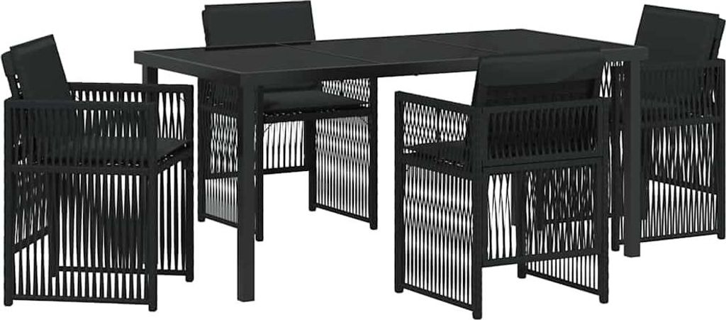Garten Essgruppe 5 pcs Schwarz Pulverbeschichteter Stahl