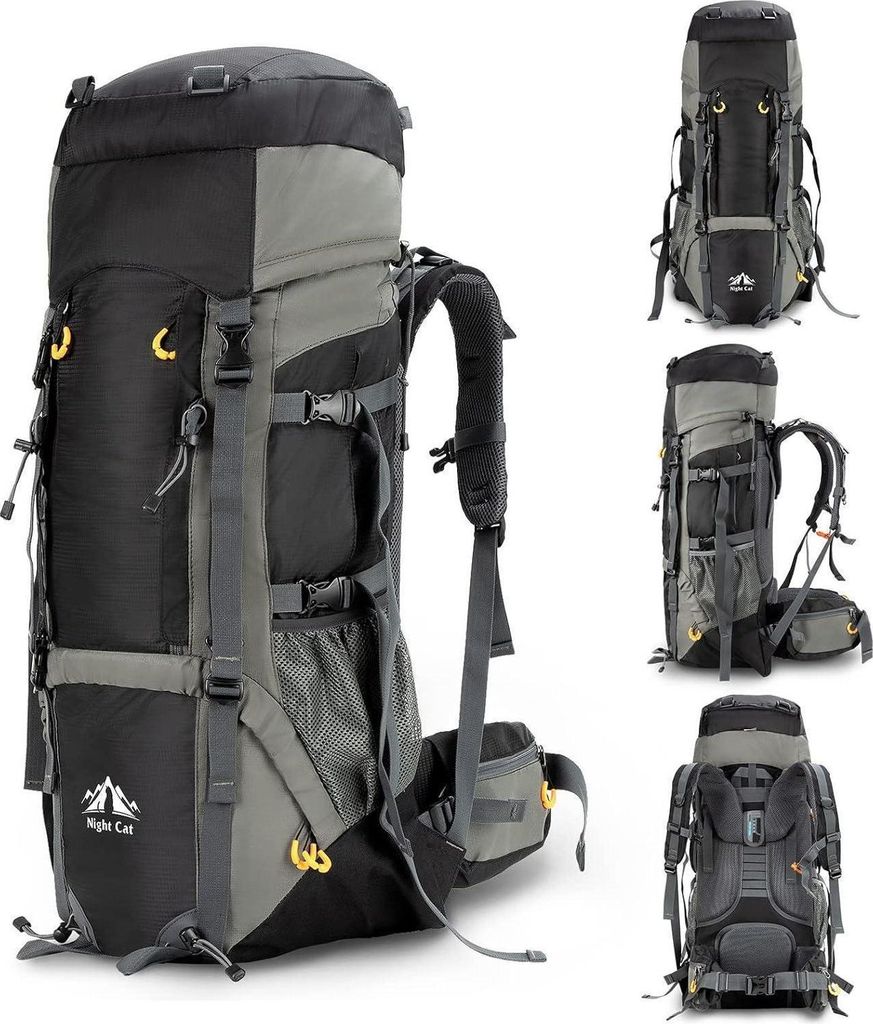 Night Cat Wanderrucksack 90L für Camping Trekking Schwarz Produktbild 
