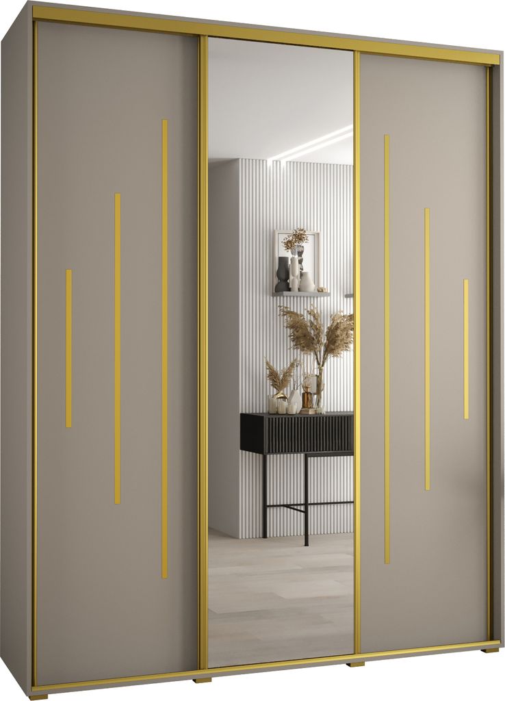 Kryspol Dakota 13 Schrank, drei Türen - 235,2x200x45cm - Kaschmir Gold