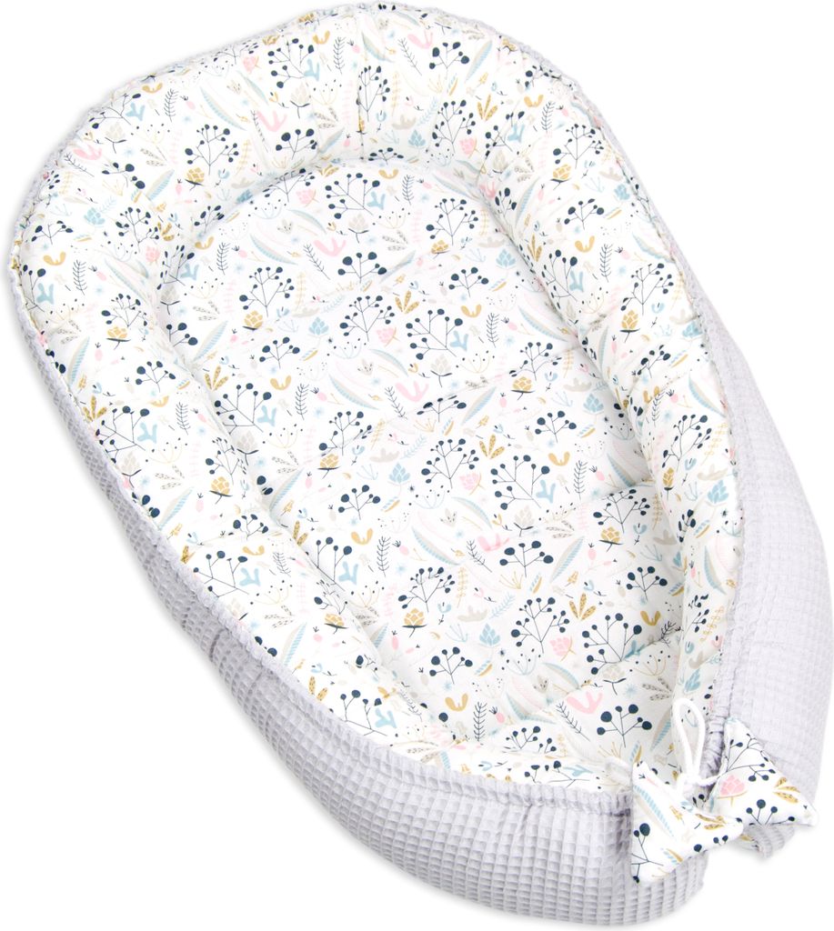 PIMKO Babynest Baumwollwaffel Babynestchen für Baby 2seitigKuschelnest 2seitig Babykokon für Säuglinge und Neugeborene 100% Baumwolle Babykissen...