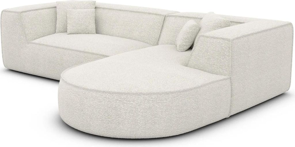 Bouclé L-Form Sofa Liberia Weiß Rechts