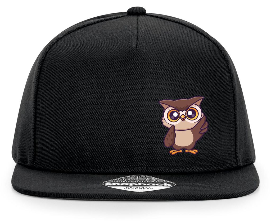 Huuraa Cappy Mütze Eule Comic Black Polyester Snapback Kappe Geschenkidee