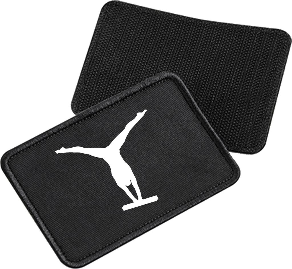 Huuraa Patch Schwebebalken Turnen Black 10 x 6,5cm Baumwolle Klettpatch für Mütze Geschenkidee