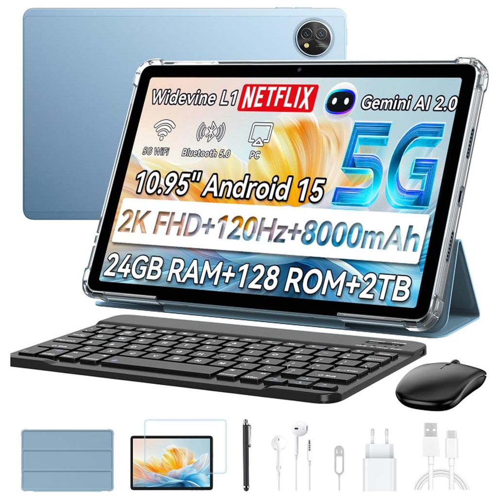 Blackview Zeno10, 10,95 Zoll, 1920 x 1200 FHD, Dual 5G LTE, Unisoc T8200, mit 24GB(6+18)RAM+128GBROM, 8800mAh, Android 15, 13MP+16MP